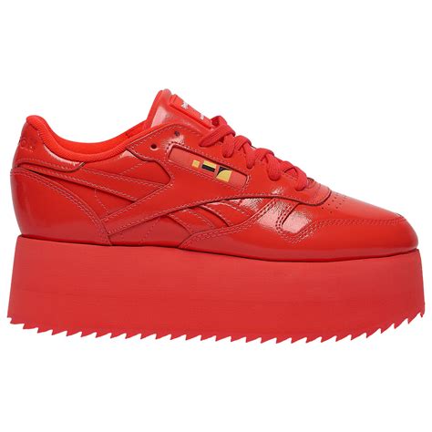 red leather platform sneakers.